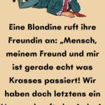 Eine Blondine ruft ihre Freundin