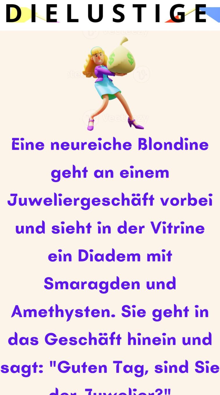 Eine neureiche Blondine geht an einem