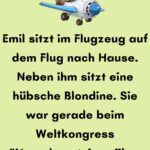 Emil sitzt im Flugzeug auf dem Flug nach Hause
