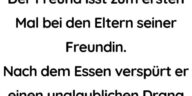 Der Freund isst zum ersten Mal bei den