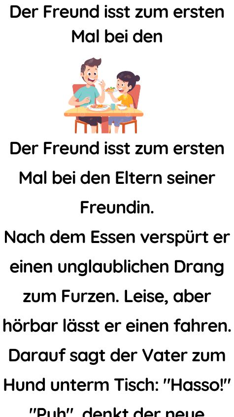 Der Freund isst zum ersten Mal bei den